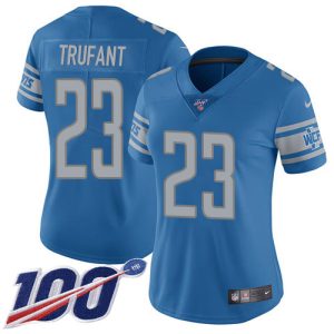 Marvelous Lions #23 Desmond Trufant Blue Team Color Women's Stitched NFL 100th Season Vapor Untouchable Limited Jersey