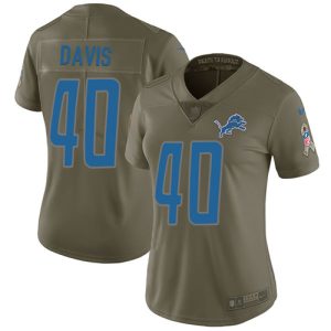 Finest Lions #40 Jarrad Davis Olive Women's Stitched NFL Limited 2017 Salute to Service Jersey
