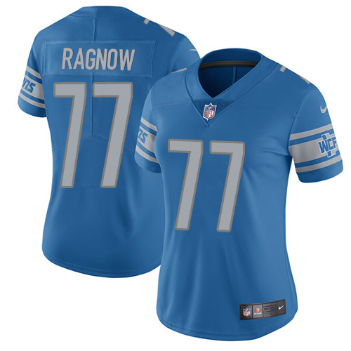 Finest Lions #77 Frank Ragnow Light Blue Team Color Women's Stitched NFL Vapor Untouchable Limited Jersey
