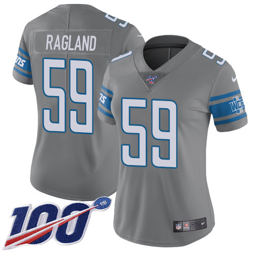 Gorgeous Lions #59 Reggie Ragland Gray Women's Stitched NFL Limited Rush 100th Season Jersey