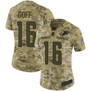 Marvelous Detroit Lions #16 Jared Goff Camo Women's Stitched NFL Limited 2018 Salute To Service Jersey