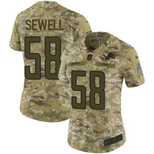 Superior Detroit Lions #58 Penei Sewell Camo Women's Stitched NFL Limited 2018 Salute To Service Jersey