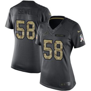 Exquisite Detroit Lions #58 Penei Sewell Black Women's Stitched NFL Limited 2016 Salute to Service Jersey