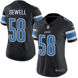 Finest Detroit Lions #58 Penei Sewell Black Women's Stitched NFL Limited Rush Jersey