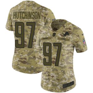 Superior Lions #97 Aidan Hutchinson Camo Women's Stitched NFL Limited 2018 Salute To Service Jersey