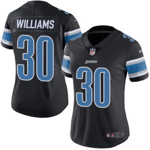 High quality Lions #30 Jamaal Williams Black Women's Stitched NFL Limited Rush Jersey