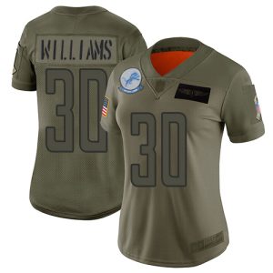 Superb Lions #30 Jamaal Williams Camo Women's Stitched NFL Limited 2019 Salute To Service Jersey