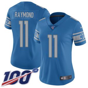 High quality Lions #11 Kalif Raymond Blue Team Color Women's Stitched NFL 100th Season Vapor Untouchable Limited Jersey