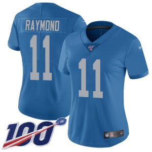 Superior Lions #11 Kalif Raymond Blue Throwback Women's Stitched NFL 100th Season Vapor Untouchable Limited Jersey