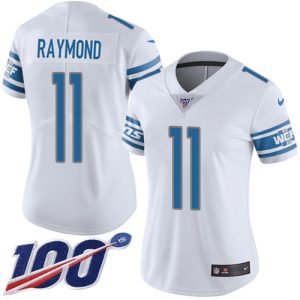 Marvelous Lions #11 Kalif Raymond White Women's Stitched NFL 100th Season Vapor Untouchable Limited Jersey