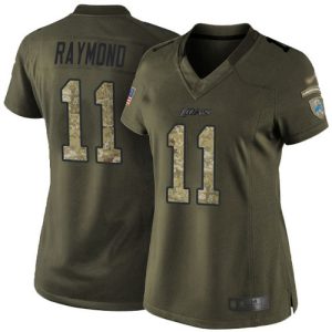 Premium Lions #11 Kalif Raymond Green Women's Stitched NFL Limited 2015 Salute to Service Jersey