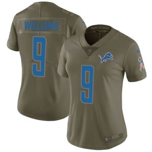 Finest Lions #9 Jameson Williams Olive Women's Stitched NFL Limited 2017 Salute To Service Jersey