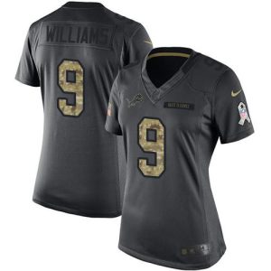 High quality Lions #9 Jameson Williams Black Women's Stitched NFL Limited 2016 Salute to Service Jersey