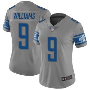 Gorgeous Lions #9 Jameson Williams Gray Women's Stitched NFL Limited Inverted Legend Jersey