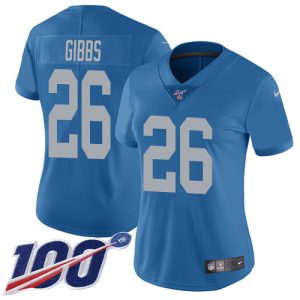 Outstanding Lions #26 Jahmyr Gibbs Blue Throwback Women's Stitched NFL 100th Season Vapor Untouchable Limited Jersey