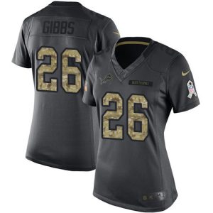 Premium Lions #26 Jahmyr Gibbs Black Women's Stitched NFL Limited 2016 Salute to Service Jersey