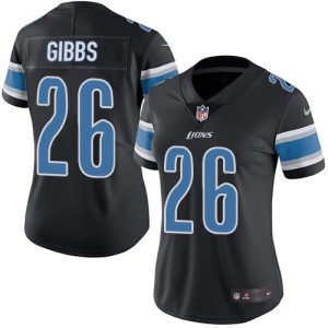 Marvelous Lions #26 Jahmyr Gibbs Black Women's Stitched NFL Limited Rush Jersey