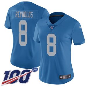 Exquisite Lions #8 Josh Reynolds Blue Throwback Women's Stitched NFL 100th Season Vapor Untouchable Limited Jersey