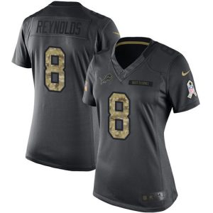 High quality Lions #8 Josh Reynolds Black Women's Stitched NFL Limited 2016 Salute to Service Jersey