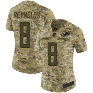 Marvelous Lions #8 Josh Reynolds Camo Women's Stitched NFL Limited 2018 Salute To Service Jersey