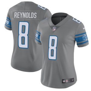 Finest Lions #8 Josh Reynolds Gray Women's Stitched NFL Limited Rush Jersey