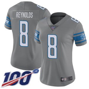 Finest Lions #8 Josh Reynolds Gray Women's Stitched NFL Limited Rush 100th Season Jersey
