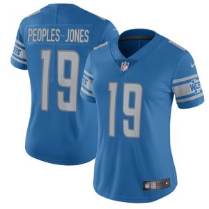 Finest Lions #19 Donovan Peoples-Jones Blue Team Color Women's Stitched NFL Vapor Untouchable Limited Jersey