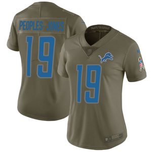 Outstanding Lions #19 Donovan Peoples-Jones Olive Women's Stitched NFL Limited 2017 Salute To Service Jersey