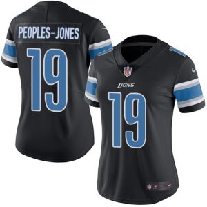 Exquisite Lions #19 Donovan Peoples-Jones Black Women's Stitched NFL Limited Rush Jersey
