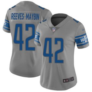 Finest Lions #42 Jalen Reeves-Maybin Gray Women's Stitched NFL Limited Inverted Legend Jersey