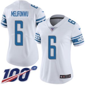 Gorgeous Lions #6 Ifeatu Melifonwu White Women's Stitched NFL 100th Season Vapor Untouchable Limited Jersey