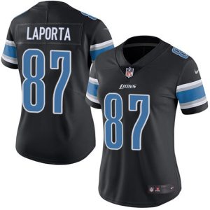 Finest Lions #87 Sam LaPorta Black Women's Stitched NFL Limited Rush Jersey