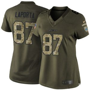 Superb Lions #87 Sam LaPorta Green Women's Stitched NFL Limited 2015 Salute to Service Jersey