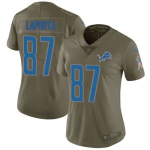 Superior Lions #87 Sam LaPorta Olive Women's Stitched NFL Limited 2017 Salute To Service Jersey