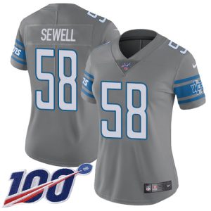 Exquisite Lions #58 Penei Sewell Gray Women's Stitched NFL Limited Rush 100th Season Jersey