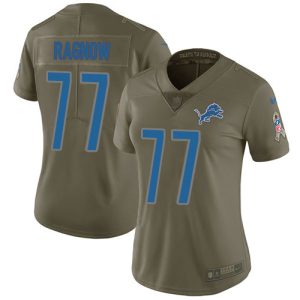 Finest Lions #77 Frank Ragnow Olive Women's Stitched NFL Limited 2017 Salute To Service Jersey