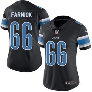 Marvelous Lions #66 Matt Farniok Black Women's Stitched NFL Limited Rush Jersey