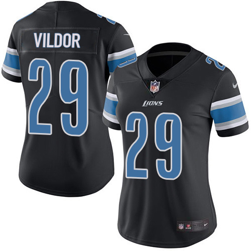 Finest Lions #29 Kindle Vildor Black Women's Stitched NFL Limited Rush Jersey
