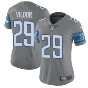 Superb Lions #29 Kindle Vildor Gray Women's Stitched NFL Limited Rush Jersey