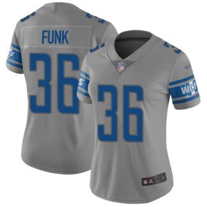Outstanding Lions #36 Jake Funk Gray Women's Stitched NFL Limited Inverted Legend Jersey