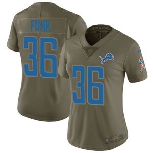 High quality Lions #36 Jake Funk Olive Women's Stitched NFL Limited 2017 Salute To Service Jersey