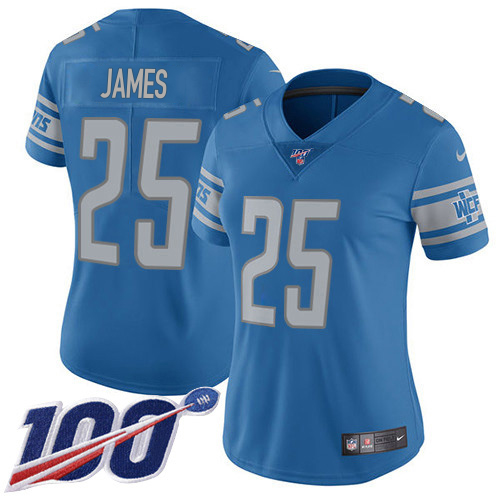 Superb Lions #25 Craig James Blue Team Color Women's Stitched NFL 100th Season Vapor Untouchable Limited Jersey