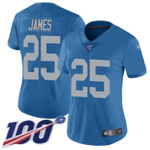 Gorgeous Lions #25 Craig James Blue Throwback Women's Stitched NFL 100th Season Vapor Untouchable Limited Jersey