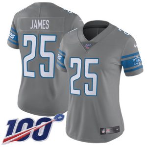Marvelous Lions #25 Craig James Gray Women's Stitched NFL Limited Rush 100th Season Jersey