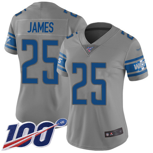 Gorgeous Lions #25 Craig James Gray Women's Stitched NFL Limited Inverted Legend 100th Season Jersey