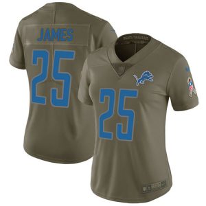 Outstanding Lions #25 Craig James Olive Women's Stitched NFL Limited 2017 Salute To Service Jersey