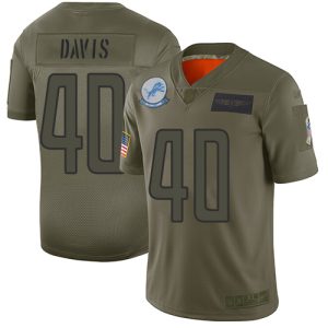 Exquisite Lions #40 Jarrad Davis Camo Youth Stitched NFL Limited 2019 Salute to Service Jersey