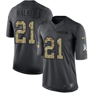Exceptional Lions #21 Tracy Walker Black Youth Stitched NFL Limited 2016 Salute to Service Jersey