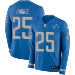 Superb Lions #25 Will Harris Blue Team Color Youth Stitched NFL Limited Therma Long Sleeve Jersey