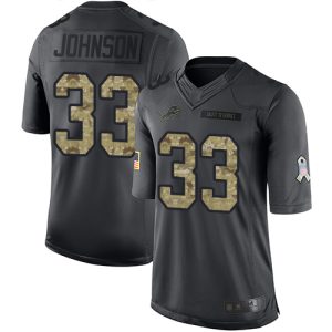 Exceptional Lions #33 Kerryon Johnson Black Youth Stitched NFL Limited 2016 Salute to Service Jersey